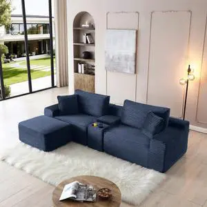 111" Oversized Modular Sectional Couch, L Shaped Corduroy Cloud Sofa with Cup Holders, USB & Type-C Ports, Storage Box, Deep Seat Upholstered Memory Foam Boneless Floor Sofa for Living Room (Blue) 111" Oversized Modular Sectional Couch, L Shaped Corduroy Cloud Sofa with Cup Holders, USB & Type-C Ports, Storage Box, Deep Seat Upholstered Memory Foam Boneless Floor Sofa for Living Room (Blue)