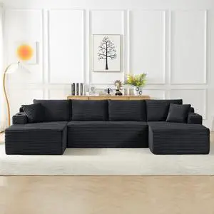 134" Modular Sectional Sofa, Boneless Cloud Couch for Living Room, U Shaped 5 Seat Sleeper Sofa with 2 Storage Pockets& 2 Cup Holders, Free Combination, No Assembly Required (Dark Gray) 134" Modular Sectional Sofa, Boneless Cloud Couch for Living Room, U Shaped 5 Seat Sleeper Sofa with 2 Storage Pockets& 2 Cup Holders, Free Combination, No Assembly Required (Dark Gray)