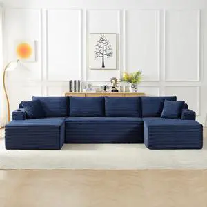 134" Modular Sectional Sofa, Boneless Cloud Couch for Living Room, U Shaped 5 Seat Sleeper Sofa with 2 Storage Pockets& 2 Cup Holders, Free Combination, No Assembly Required (Blue) 134" Modular Sectional Sofa, Boneless Cloud Couch for Living Room, U Shaped 5 Seat Sleeper Sofa with 2 Storage Pockets& 2 Cup Holders, Free Combination, No Assembly Required (Blue)