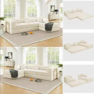 108" Modular Sectional Sofa,Futon Convertible Sofa Bed,Oversized Corduroy Boneless Couch for Living Room,Floor Loveseat Sleeper with Pull Out Bed,Free Combination,No Assembly Required (Beige) 108" Modular Sectional Sofa,Futon Convertible Sofa Bed,Oversized Corduroy Boneless Couch for Living Room,Floor Loveseat Sleeper with Pull Out Bed,Free Combination,No Assembly Required (Beige)
