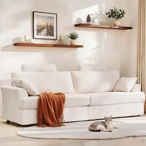 87" Cloud Comfy Sofa Couch with Deep Seat and Thick Cushion, Corduroy Upholstered Fabric Soft Couch for Living Room Office, Beige (Includes Headrest) 87" Cloud Comfy Sofa Couch with Deep Seat and Thick Cushion, Corduroy Upholstered Fabric Soft Couch for Living Room Office, Beige (Includes Headrest)