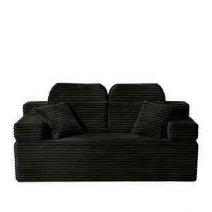 71" High Backrest Sofa for Small Spaces, Compressed Corduroy Couch with Deep Seating for Living Room, Bedroom, Black 71" High Backrest Sofa for Small Spaces, Compressed Corduroy Couch with Deep Seating for Living Room, Bedroom, Black