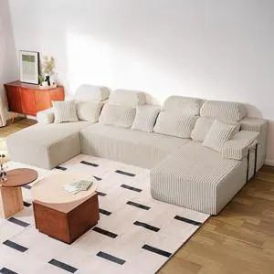 141 Cloud Sectional Couch with High Backrest, Convertible U-Shaped Modular Sectional Sofa with Deep Seat, Soft Corduroy Upholstery, Boneless Couches Comfortable for Living Room(Beige) 141 Cloud Sectional Couch with High Backrest, Convertible U-Shaped Modular Sectional Sofa with Deep Seat, Soft Corduroy Upholstery, Boneless Couches Comfortable for Living Room(Beige)