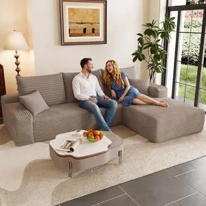 95" Cloud Sectional Couch with L-Shape Chaise, Modern Corduroy Boneless Couch for Living Room,Memory Foam Sofa with Deep Seat,No Assembly Required (Camel,Right-Facing Chaise) 95" Cloud Sectional Couch with L-Shape Chaise, Modern Corduroy Boneless Couch for Living Room,Memory Foam Sofa with Deep Seat,No Assembly Required (Camel,Right-Facing Chaise)