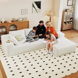 96" Cloud Sectional Couch with L-Shape Chaise, Modern Corduroy Boneless Couch for Living Room,Memory Foam Sofa with Deep Seat,No Assembly Required (White,Right-Facing Chaise) 96" Cloud Sectional Couch with L-Shape Chaise, Modern Corduroy Boneless Couch for Living Room,Memory Foam Sofa with Deep Seat,No Assembly Required (White,Right-Facing Chaise)
