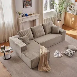 96" Boneless Couches for Living Room, Modular Cloud Memory Foam Couch Sectional with L-Shape Chaise, Couch in a Box Spineless Corduroy Compressed Sofa for Dorm Apartment (Camel,Left-Facing Chaise) 96" Boneless Couches for Living Room, Modular Cloud Memory Foam Couch Sectional with L-Shape Chaise, Couch in a Box Spineless Corduroy Compressed Sofa for Dorm Apartment (Camel,Left-Facing Chaise)