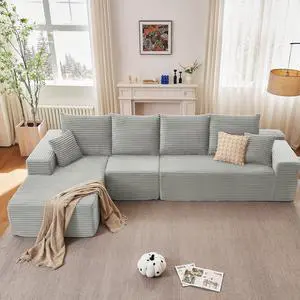 135.4" Cloud Sectional Couch with L-Shape Chaise, Modern Corduroy Boneless Couch for Living Room,Memory Foam Sofa with Deep Seat,No Assembly Required (Grey,Left-Facing Chaise) 135.4" Cloud Sectional Couch with L-Shape Chaise, Modern Corduroy Boneless Couch for Living Room,Memory Foam Sofa with Deep Seat,No Assembly Required (Grey,Left-Facing Chaise)