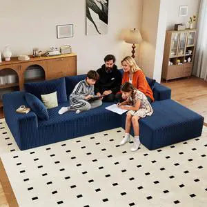 96" Cloud Sectional Couch with L-Shape Chaise, Modern Corduroy Boneless Couch for Living Room,Memory Foam Sofa with Deep Seat,No Assembly Required (Blue,Right-Facing Chaise) 96" Cloud Sectional Couch with L-Shape Chaise, Modern Corduroy Boneless Couch for Living Room,Memory Foam Sofa with Deep Seat,No Assembly Required (Blue,Right-Facing Chaise)