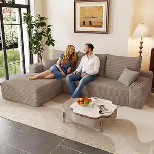 95" Cloud Sectional Couch with L-Shape Chaise, Modern Corduroy Boneless Couch for Living Room,Memory Foam Sofa with Deep Seat,No Assembly Required (Camel,Left-Facing Chaise) 95" Cloud Sectional Couch with L-Shape Chaise, Modern Corduroy Boneless Couch for Living Room,Memory Foam Sofa with Deep Seat,No Assembly Required (Camel,Left-Facing Chaise)