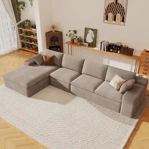 136" Cloud Sectional Couch with L-Shape Chaise, Modern Corduroy Viral Boneless Sofa for Living Room,Memory Foam Couches in a Box with Deep Seat,No Assembly Required (Camel,Left-Facing Chaise) 136" Cloud Sectional Couch with L-Shape Chaise, Modern Corduroy Viral Boneless Sofa for Living Room,Memory Foam Couches in a Box with Deep Seat,No Assembly Required (Camel,Left-Facing Chaise)