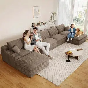 165" Oversized Cloud Sectional Couch with U-Shaped Chaise,5-Seater Corduroy Viral Boneless Sofa with Ottoman,Memory Foam Couches in a Box with Deep Seat for Living Room,No Assembly Required, Camel 165" Oversized Cloud Sectional Couch with U-Shaped Chaise,5-Seater Corduroy Viral Boneless Sofa with Ottoman,Memory Foam Couches in a Box with Deep Seat for Living Room,No Assembly Required, Camel