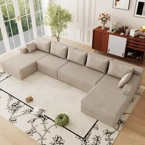160" Cloud Sectional Couch,Modern U-Shaped Cloud Couch with Deep Seat,Comfy Corduroy 5-Seater Sofa,Memory Foam Sofa for Living Room,No Assembly (Camel) 160" Cloud Sectional Couch,Modern U-Shaped Cloud Couch with Deep Seat,Comfy Corduroy 5-Seater Sofa,Memory Foam Sofa for Living Room,No Assembly (Camel)