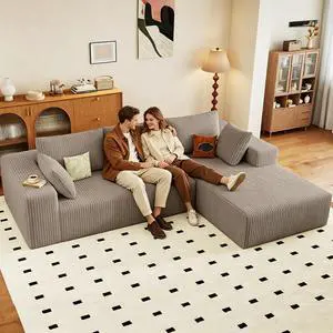 96" Boneless Couches for Living Room,Cloud Sectional Couch with L-Shape Chaise, Modular Corduroy Memory Foam Sofa with Deep Seat for Apartment, No Assembly Required(Camel,Right-Facing Chaise) 96" Boneless Couches for Living Room,Cloud Sectional Couch with L-Shape Chaise, Modular Corduroy Memory Foam Sofa with Deep Seat for Apartment, No Assembly Required(Camel,Right-Facing Chaise)