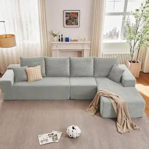 135.4" Cloud Sectional Couch with L-Shape Chaise, Modern Corduroy Boneless Couch for Living Room,Memory Foam Sofa with Deep Seat,No Assembly Required (Grey,Right-Facing Chaise) 135.4" Cloud Sectional Couch with L-Shape Chaise, Modern Corduroy Boneless Couch for Living Room,Memory Foam Sofa with Deep Seat,No Assembly Required (Grey,Right-Facing Chaise)