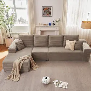 135.4" Cloud Sectional Couch with L-Shape Chaise, Modern Corduroy Boneless Couch for Living Room,Memory Foam Sofa with Deep Seat,No Assembly Required (Camel,Left-Facing Chaise) 135.4" Cloud Sectional Couch with L-Shape Chaise, Modern Corduroy Boneless Couch for Living Room,Memory Foam Sofa with Deep Seat,No Assembly Required (Camel,Left-Facing Chaise)
