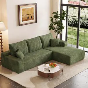 95" Cloud Sectional Couch with L-Shape Chaise, Modern Corduroy Boneless Couch for Living Room,Memory Foam Sofa with Deep Seat,No Assembly Required (Green,Right-Facing Chaise) 95" Cloud Sectional Couch with L-Shape Chaise, Modern Corduroy Boneless Couch for Living Room,Memory Foam Sofa with Deep Seat,No Assembly Required (Green,Right-Facing Chaise)