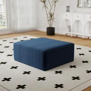 27.5" Ottoman Seat, Corduroy Upholstered Deep Seat, Comfy Cloud Couch with Movable Ottoman, DIY Combination, Plush Corduroy, Blue 27.5" Ottoman Seat, Corduroy Upholstered Deep Seat, Comfy Cloud Couch with Movable Ottoman, DIY Combination, Plush Corduroy, Blue