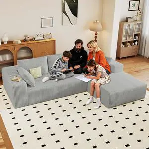 96" Cloud Sectional Couch with L-Shape Chaise, Modern Corduroy Boneless Couch for Living Room,Memory Foam Sofa with Deep Seat,No Assembly Required (Grey,Right-Facing Chaise) 96" Cloud Sectional Couch with L-Shape Chaise, Modern Corduroy Boneless Couch for Living Room,Memory Foam Sofa with Deep Seat,No Assembly Required (Grey,Right-Facing Chaise)