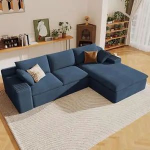 107" Cloud Sectional Couch with L-Shape Chaise, Modern Corduroy Viral Boneless Sofa for Living Room,Memory Foam Couches in a Box with Deep Seat,No Assembly Required (Blue,Right-Facing Chaise) 107" Cloud Sectional Couch with L-Shape Chaise, Modern Corduroy Viral Boneless Sofa for Living Room,Memory Foam Couches in a Box with Deep Seat,No Assembly Required (Blue,Right-Facing Chaise)