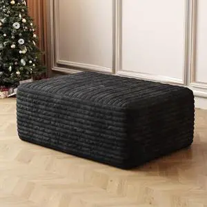 37.4" Ottoman Seat, Corduroy Upholstered Deep Seat, Comfy Cloud Couch with Movable Ottoman, DIY Combination, Plush Corduroy, Black 37.4" Ottoman Seat, Corduroy Upholstered Deep Seat, Comfy Cloud Couch with Movable Ottoman, DIY Combination, Plush Corduroy, Black