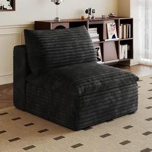 39.4" Modular Sectional Sofa, Comfy Corduroy Single Seater Sofa, Compression Cushions for Living Room, No Assembly Required (Black) 39.4" Modular Sectional Sofa, Comfy Corduroy Single Seater Sofa, Compression Cushions for Living Room, No Assembly Required (Black)
