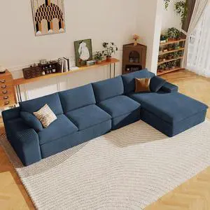 136" Cloud Sectional Couch with L-Shape Chaise, Modern Corduroy Viral Boneless Sofa for Living Room,Memory Foam Couches in a Box with Deep Seat,No Assembly Required (Blue,Right-Facing Chaise) 136" Cloud Sectional Couch with L-Shape Chaise, Modern Corduroy Viral Boneless Sofa for Living Room,Memory Foam Couches in a Box with Deep Seat,No Assembly Required (Blue,Right-Facing Chaise)