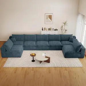 165" Oversized Cloud Sectional Couch with U-Shaped Chaise,7-Seater Corduroy Viral Boneless Sofa,Memory Foam Couches in a Box with Deep Seat for Living Room,No Assembly Required,Blue 165" Oversized Cloud Sectional Couch with U-Shaped Chaise,7-Seater Corduroy Viral Boneless Sofa,Memory Foam Couches in a Box with Deep Seat for Living Room,No Assembly Required,Blue