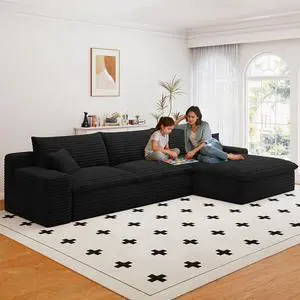 107" Cloud Sectional Couch with L-Shape Chaise, Modern Corduroy Viral Boneless Sofa for Living Room,Memory Foam Couches in a Box with Deep Seat,No Assembly Required (Jet Black,Right-Facing Chaise) 107" Cloud Sectional Couch with L-Shape Chaise, Modern Corduroy Viral Boneless Sofa for Living Room,Memory Foam Couches in a Box with Deep Seat,No Assembly Required (Jet Black,Right-Facing Chaise)