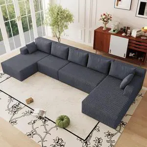160" W Cloud Sectional Couch,Modern U-Shaped Cloud Couch with Deep Seat,Comfy Corduroy 4-Seater Sofa,Memory Foam Sofa for Living Room,No Assembly (Dark Grey) 160" W Cloud Sectional Couch,Modern U-Shaped Cloud Couch with Deep Seat,Comfy Corduroy 4-Seater Sofa,Memory Foam Sofa for Living Room,No Assembly (Dark Grey)