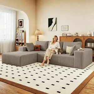 96" Boneless Couches for Living Room,Cloud Sectional Couch with L-Shape Chaise, Modular Corduroy Memory Foam Sofa with Deep Seat for Apartment, No Assembly Required(Camel,Left-Facing Chaise) 96" Boneless Couches for Living Room,Cloud Sectional Couch with L-Shape Chaise, Modular Corduroy Memory Foam Sofa with Deep Seat for Apartment, No Assembly Required(Camel,Left-Facing Chaise)