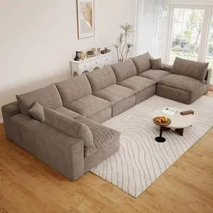 165" Oversized Cloud Sectional Couch with U-Shaped Chaise,7-Seater Corduroy Viral Boneless Sofa,Memory Foam Couches in a Box with Deep Seat for Living Room,No Assembly Required, Camel 165" Oversized Cloud Sectional Couch with U-Shaped Chaise,7-Seater Corduroy Viral Boneless Sofa,Memory Foam Couches in a Box with Deep Seat for Living Room,No Assembly Required, Camel