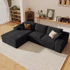 107" Cloud Sectional Couch with L-Shape Chaise, Modern Corduroy Viral Boneless Sofa for Living Room,Memory Foam Couches in a Box with Deep Seat,No Assembly Required (Black,Left-Facing Chaise) 107" Cloud Sectional Couch with L-Shape Chaise, Modern Corduroy Viral Boneless Sofa for Living Room,Memory Foam Couches in a Box with Deep Seat,No Assembly Required (Black,Left-Facing Chaise)