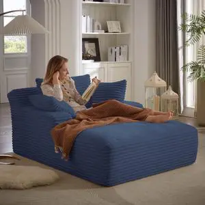 49.2" Oversized Chaise Lounge Chair Indoor,Corduroy Boneless Reading Chair with 3 Pillows,Deep Seat Cloud Sofa Bed,Comfy Modern Sleeper Chairs in Box for Living Room Bedroom,No Assembly(Blue) 49.2" Oversized Chaise Lounge Chair Indoor,Corduroy Boneless Reading Chair with 3 Pillows,Deep Seat Cloud Sofa Bed,Comfy Modern Sleeper Chairs in Box for Living Room Bedroom,No Assembly(Blue)