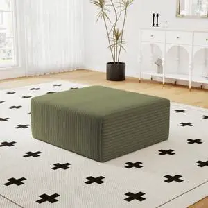 27.5" Ottoman Seat, Corduroy Upholstered Deep Seat, Comfy Cloud Couch with Movable Ottoman, DIY Combination, Plush Corduroy, Green 27.5" Ottoman Seat, Corduroy Upholstered Deep Seat, Comfy Cloud Couch with Movable Ottoman, DIY Combination, Plush Corduroy, Green