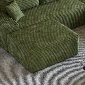 37.4" Ottoman Seat, Corduroy Upholstered Deep Seat, Comfy Cloud Couch with Movable Ottoman, DIY Combination, Plush Corduroy, Green 37.4" Ottoman Seat, Corduroy Upholstered Deep Seat, Comfy Cloud Couch with Movable Ottoman, DIY Combination, Plush Corduroy, Green