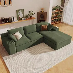 107" Cloud Sectional Couch with L-Shape Chaise,Corduroy Viral Boneless Sofa for Living Room,Modern Memory Foam Couches in a Box with Deep Seat,No Assembly Required (Green,Right-Facing Chaise) 107" Cloud Sectional Couch with L-Shape Chaise,Corduroy Viral Boneless Sofa for Living Room,Modern Memory Foam Couches in a Box with Deep Seat,No Assembly Required (Green,Right-Facing Chaise)