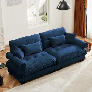 93.7" Oversized Loveseat Sofa, Modern Velvet 2-Seat Couch with Waist & Throw Pillows, Upholstered Deep Seat Cloud Couch for Living Room, Bedroom & Small Spaces (Blue,2 Seater) 93.7" Oversized Loveseat Sofa, Modern Velvet 2-Seat Couch with Waist & Throw Pillows, Upholstered Deep Seat Cloud Couch for Living Room, Bedroom & Small Spaces (Blue,2 Seater)