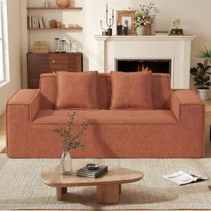 77'' Modern Small Loveseat, No Assembly Required Cloud Sofa Cloud Sofa Boneless Couches with 2 pcs Pillows for Living Room, Apartment(Polar Fleece-Brown) 77'' Modern Small Loveseat, No Assembly Required Cloud Sofa Cloud Sofa Boneless Couches with 2 pcs Pillows for Living Room, Apartment(Polar Fleece-Brown)