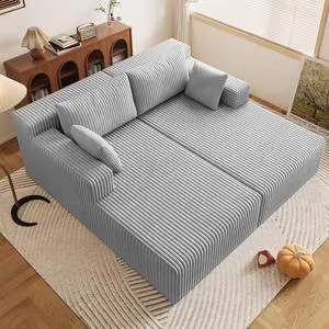 71"Oversized Chaise Lounge Chair,Sectional Double Lounge Chaise with Pillows,Upholstered Corduroy Boneless Lounge Chair,Fluffy Modern Loveseat Sleeper Sofa for Living Room &Bedroom(Light Grey) 71"Oversized Chaise Lounge Chair,Sectional Double Lounge Chaise with Pillows,Upholstered Corduroy Boneless Lounge Chair,Fluffy Modern Loveseat Sleeper Sofa for Living Room &Bedroom(Light Grey)
