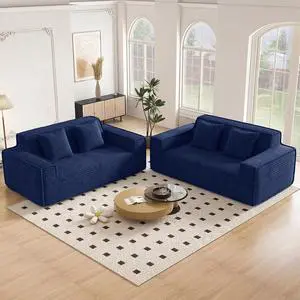 75'' Modern Cloud Loveseat Sofa Set of 2, No Assembly Required Comfy Deep Seat Couches 2 pcs for Living Room, Bedroom, Apartment (Corduroy-Blue) 75'' Modern Cloud Loveseat Sofa Set of 2, No Assembly Required Comfy Deep Seat Couches 2 pcs for Living Room, Bedroom, Apartment (Corduroy-Blue)