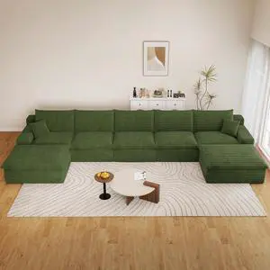 165" Oversized Cloud Sectional Couch with U-Shaped Chaise,5-Seater Corduroy Viral Boneless Sofa with Ottoman,Memory Foam Couches in a Box with Deep Seat for Living Room,No Assembly Required, Green 165" Oversized Cloud Sectional Couch with U-Shaped Chaise,5-Seater Corduroy Viral Boneless Sofa with Ottoman,Memory Foam Couches in a Box with Deep Seat for Living Room,No Assembly Required, Green