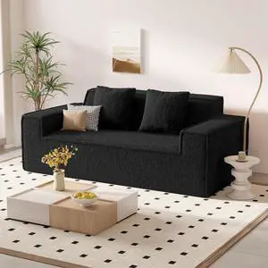 75'' Cloud Loveseat Sofa, No Assembly Required Comfy Deep Seat Couches 1 pcs for Living Room, Bedroom, Apartment(Teddy Fabric-Black) 75'' Cloud Loveseat Sofa, No Assembly Required Comfy Deep Seat Couches 1 pcs for Living Room, Bedroom, Apartment(Teddy Fabric-Black)
