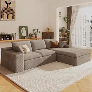 107" Cloud Sectional Couch with L-Shape Chaise,Corduroy Viral Boneless Sofa for Living Room,Modern Memory Foam Couches in a Box with Deep Seat,No Assembly Required (Camel,Right-Facing Chaise) 107" Cloud Sectional Couch with L-Shape Chaise,Corduroy Viral Boneless Sofa for Living Room,Modern Memory Foam Couches in a Box with Deep Seat,No Assembly Required (Camel,Right-Facing Chaise)