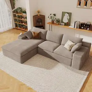 107" Cloud Sectional Couch with L-Shape Chaise, Modern Corduroy Viral Boneless Sofa for Living Room,Memory Foam Couches in a Box with Deep Seat,No Assembly Required (Camel,Left-Facing Chaise) 107" Cloud Sectional Couch with L-Shape Chaise, Modern Corduroy Viral Boneless Sofa for Living Room,Memory Foam Couches in a Box with Deep Seat,No Assembly Required (Camel,Left-Facing Chaise)