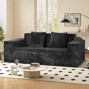 77'' Modern Cloud Loveseat Sofa in Chenille, Deep Seat Boneless Couches Includes 2 pcs Pillows for Living Room, Bedroom, Apartment(Black) 77'' Modern Cloud Loveseat Sofa in Chenille, Deep Seat Boneless Couches Includes 2 pcs Pillows for Living Room, Bedroom, Apartment(Black)