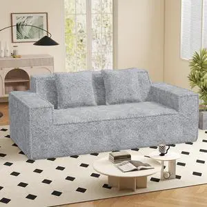 77'' Modern Cloud Loveseat Sofa in Chenille, Deep Seat Boneless Couches Includes 2 pcs Pillows for Living Room, Bedroom, Apartment(Gray) 77'' Modern Cloud Loveseat Sofa in Chenille, Deep Seat Boneless Couches Includes 2 pcs Pillows for Living Room, Bedroom, Apartment(Gray)