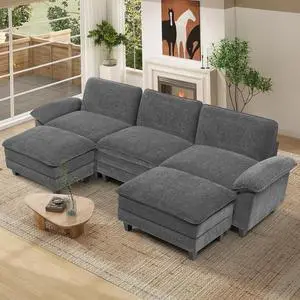118" Modular Sectional Sofa,Comfy Cloud Couch Sectional Sofa with Ottoman,U Shaped 5-Seat Chenille Sleeper Deep Seat Sofas for Living Room,Bedroom and Apartment,Dark Gary 118" Modular Sectional Sofa,Comfy Cloud Couch Sectional Sofa with Ottoman,U Shaped 5-Seat Chenille Sleeper Deep Seat Sofas for Living Room,Bedroom and Apartment,Dark Gary