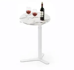 Pneumatic Height Adjustable Round Dining Table, 19.7" Portable Bar Table, Wooden Overbed Table for Laptop, Snacks & Coffee, Ideal for Living Room, Bedroom, Home Office(Marble Grain) Pneumatic Height Adjustable Round Dining Table, 19.7" Portable Bar Table, Wooden Overbed Table for Laptop, Snacks & Coffee, Ideal for Living Room, Bedroom, Home Office(Marble Grain)