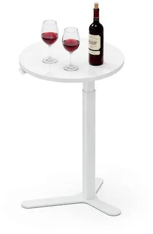Pneumatic Height Adjustable Round Dining Table, 19.7" Portable Bar Table, Wooden Overbed Table for Laptop, Snacks & Coffee, Ideal for Living Room, Bedroom, Home Office(White) Pneumatic Height Adjustable Round Dining Table, 19.7" Portable Bar Table, Wooden Overbed Table for Laptop, Snacks & Coffee, Ideal for Living Room, Bedroom, Home Office(White)