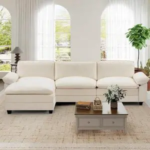 118" Modular Sectional Sofa,Comfy Cloud Couch Sectional Sofa,3 Seat Chenille Sleeper Deep Seat Sofas for Living Room,Bedroom and Apaent,Beige 118" Modular Sectional Sofa,Comfy Cloud Couch Sectional Sofa,3 Seat Chenille Sleeper Deep Seat Sofas for Living Room,Bedroom and Apaent,Beige